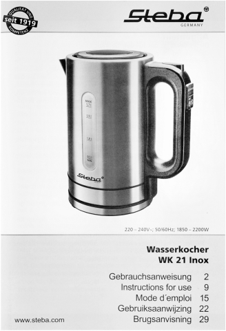 Электрочайник Steba WK 21 INOX серебристый